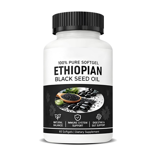 [BRSRGBT5BZ5RYHLL] Purely Ethiopian Black Seed Oil, Purely Nutrient Ethiopian BlackSeed Oil, Cold-Pressed from Pure Black Cumin Seeds, Rich in Thymoquinone, Non-GMO, Gluten-Free, 60 Softgels