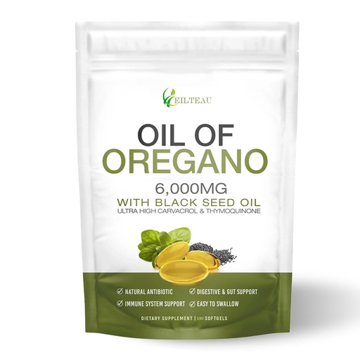 [BRSREYYHOV6RUCAU] Oil of Oregano with Black Seed Oil,6000mg Oregano Oil Capsules,Non-GMO,Gluten Free,Antioxidant & Immune Support - 3rd Party Lab Test，GMP Certification (1)