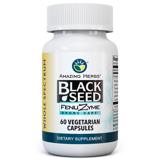 [BRSWIYTQBF5WOAD6] Amazing Herbs Black Seed Fenuzume Bronc-Care, Vegetarian Capsules - Gluten-Free, Non-GMO, Vegan, Enhances Immune Response, Improves Allergic Conditions & General Well-Being - 60 Count