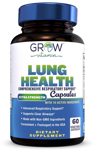 [BRSW2GIHDMHBMYLF] grow vitamin Lung Health, Respiratory Support Supplement, Lung Health Extra Strength Support, Lung Cleanse Formula with Vitamin C to Support Bronchial System, Breath Clear Airways - 60 Capsules