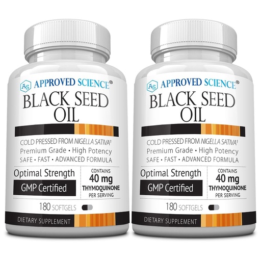 [BRSRAAT3CEMBMH3X] Approved Science Black Seed Oil - Cold Pressed Nigella Sativa - Boost Immunity, Respiratory, Cognitive, and Digestive Health - 2% Thymoquinone - 360 Softgels - Made in The USA
