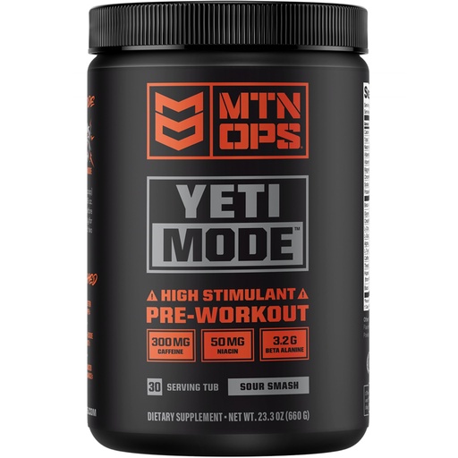 [BRSRMEL3OV6RUF3O] MTN OPS Yeti Mode Pre-Workout Powder - Explosive High-Stimulant with 300mg Caffeine, Creatine Monohydrate, Beta-Alanine, and 45mg Niacin - Sour Smash Flavor in 30 Serving Tub