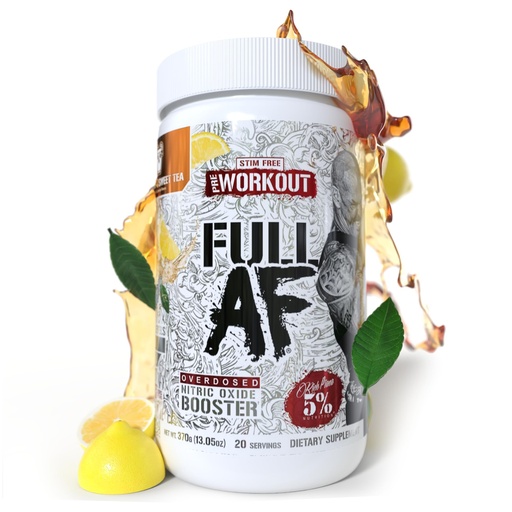 [BRSRAGDYAABQ43LH] 5% Nutrition FullAF Pre-Workout | Stim-Free with Massive Pumps | L-Citrulline, L-Taurine, Nitrosigine, GlycerSize | 13.05 oz (Southern Sweet Tea)