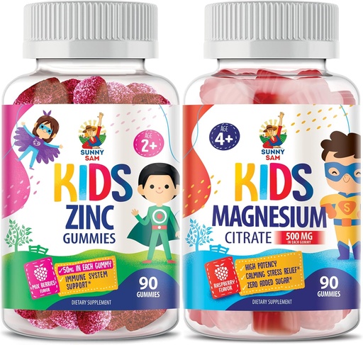 [BRSROC34BEPBQE3V] Magnesium Gummies for Kids & Adults - 500mg & Zinc Gummies for Kids & Adults - Zinc Chewable Gummy for Immune Support - Powerful Natural Antioxidant Non-GMO Supplement for Children Men Woman Adults.