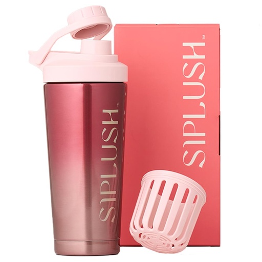 [BRSRAA36CEFGEGQY] Paradise Shaker Bottle, 24 oz, Insulated Stainless Steel Protein Shaker, Smoothie and Pre Workout for Women, with Leakproof Twist-Off Chug Cap, Quiet Mixing, Pink Ombre, Pismo Sunset