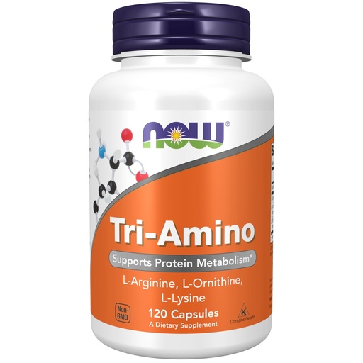 [BRSWIY32BQNACYL4] NOW Foods Supplements, Tri-Amino with L-Arginine, L-Ornithine, L-Lysine, Supports Protein Metabolism*, 120 Capsules