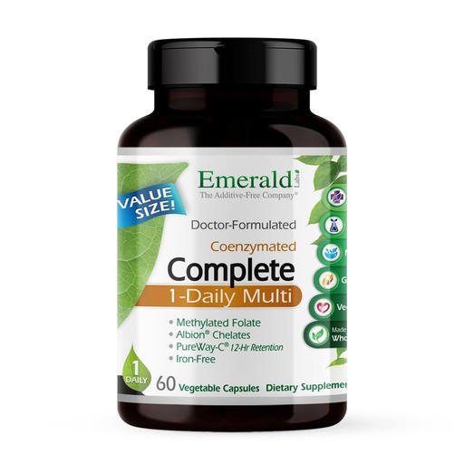 [BRSWIBD7DJYBWHA7] EMERALD LABS Complete 1-Daily Multi - Complete Multivitamin for Men & Women with Vitamin C, Methylated Folate, Whole-Food Blend & More for Immune Support, Bone Health & More* - 60 Vegetable Capsules