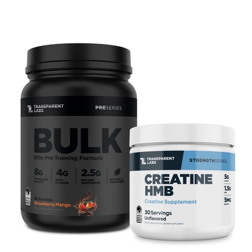 [BRSRECT2O4NRYF32] Transparent Labs Bulk Black Pre-Workout (30 Servings, Strawberry Mango) & Creatine HMB (30 Servings, Unflavored)