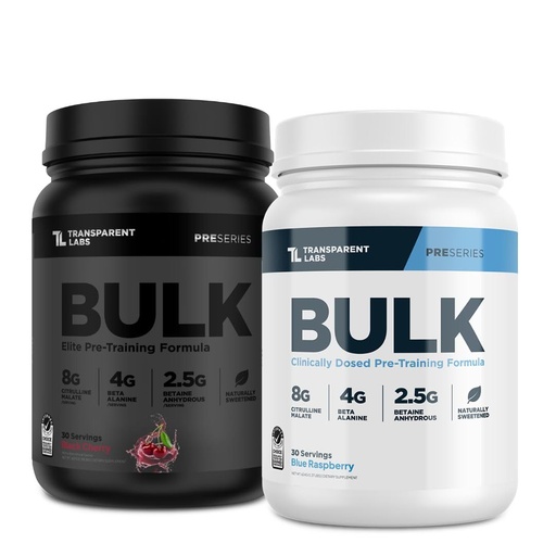 [BRSRAYYCCUHBOFIZ] Transparent Labs Bulk Pre Workout Powder for Muscle Building and Strength - 30 Servings, Blue Raspberry & Bulk Black Pre Workout with Beta Alanine - 30 Servings, Black Cherry