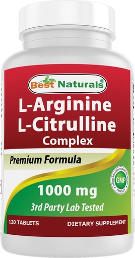 [BRSWKFQQBR7BSGQ7] Best Naturals L-Arginine L-Citrulline Complex 1000 mg 120 Tablets