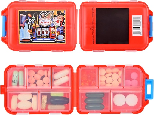 [BRSRABQ7C4AWGET4] Las Vegas Fridge Magnet by Pillzar – Travel-Friendly Pill Box & Organizer with 10 Compartments, Holds Up to 50 Pills, Souvenir Gift, Collectible Magnetic Pill Case, 3.8” x 2.6”