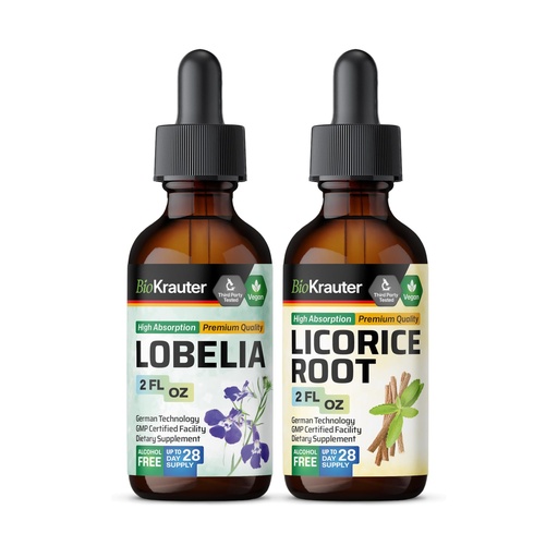 [BRSRAGIZPIDQGAIU] BIO KRAUTER Lobelia Tincture 2 Fl. Oz. & Licorice Root Tincture 2 Fl. Oz.