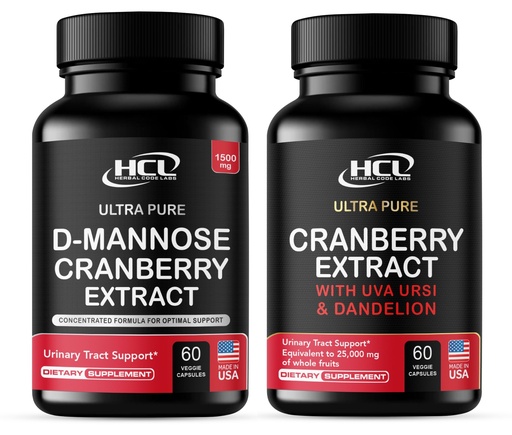 [BRSREAT3AAIWAA33] D-Mannose with Cranberry Extract & Super Strength Whole Fruit Concentrate – Dual Action Urinary Tract & Kidney Support – Natural UTI Cleanse