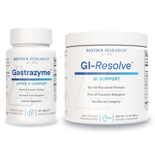 [BRSREHDQDF5BQHLA] Biotics Research Gastrazyme & GI Resolve –Digestive & Gut Lining Support – Vitamin U, Chlorophyllins, Gamma Oryzanol, L-Glutamine, Zinc Carnosine & Botanicals – Gastrointestinal Health- 90 tab + 6.7oz