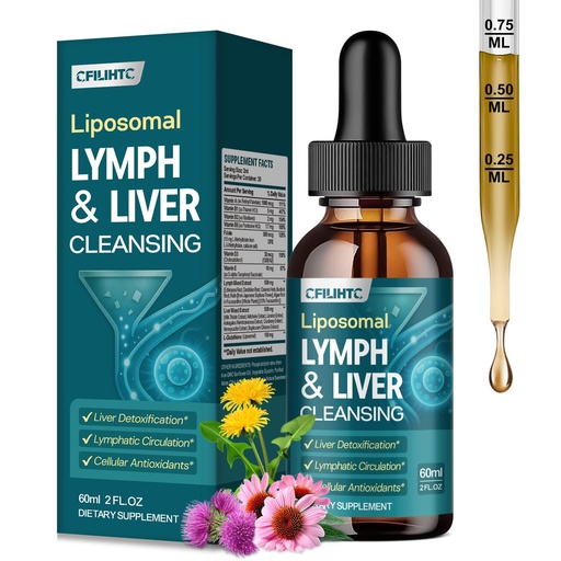 [BRSREGIEDN6RE3LZ] Liposomal Lymphatic Drainage Drops - 21 in 1 Liver Cleanse Detox & Repair with Milk Thistle, Echinacea, Burdock Root, Liposomal Glutathione, Vitamin Complex ''Lymph-Liver'' Gut & Metabolic Health