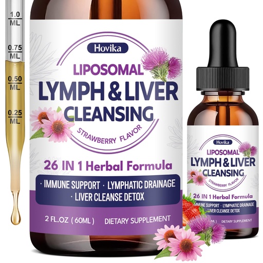 [BRSREBAPAACR6ALO] Liposomal Lymphatic Drainage Drops, 26 in 1 Liver Cleanse Detox & Repair with Milk Thistle, Echinacea, Glutathione, Vitamins, Lymph-Liver Cleanse, Gut & Metabolic Health - Strawberry Flavor, 2 Fl Oz