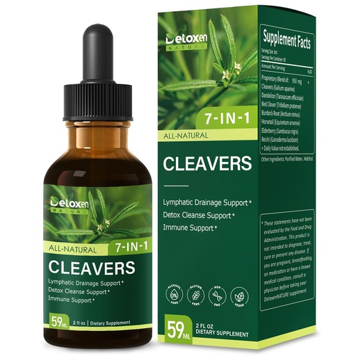 [BRSRACQPO4CGGFI4] Cleavers Herb Extract Organic Drops for Lymphatic Drainage Support, Detox Cleanse Support with Dandelion Horsetail. Health Herbal Supplements for Immune Support w/Elderberry Reishi.2 oz