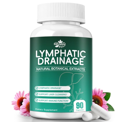 [BRSRGGD4CECGCH3F] Lymphatic Drainage Supplements & Liver Cleanse Detox Repair Capsules – Natural Herbal Supplement with Echinacea, Supports Lymphatic System, Fluid Balance & Immune Health, 90 Capsules