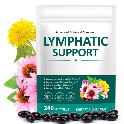 [BRSRGAYECUIBSGT7] Lymphatic Drainage Supplements, 240 Softgels | Herbal Blend with Echinacea, Dandelion & Burdock Root | Supports Healthy Circulation & Fluid Balance, Gluten-Free