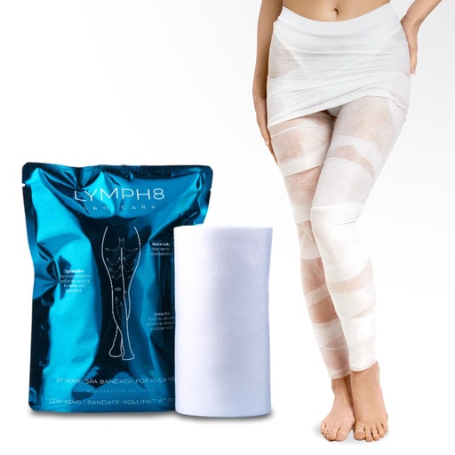 [BRSREYI7AUPWYHTA] Body Wrap Lymphatic Drainage & Sculpting. Cooling Effect for Legs & Stomach. Tones, Firms & Reduces Puffiness | 40 ft Pre-Soaked Wrap | Caffeine, Niacinamide, Algae Extract & Menthol