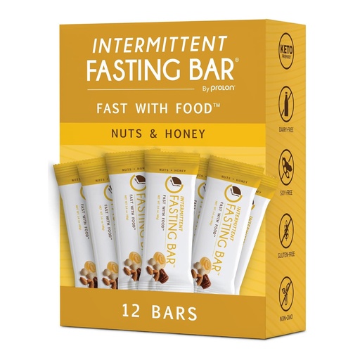 [BRSRMGD2PMHQGC3J] Prolon Fasting Bars | 6g Protein, 8g Fiber | Keto-Friendly, Gluten-Free, Dairy-Free, Plant-Based | Nutrition for Intermittent Fasting | Formulated to Not Break Your Fast | Nuts & Honey (12 Count)