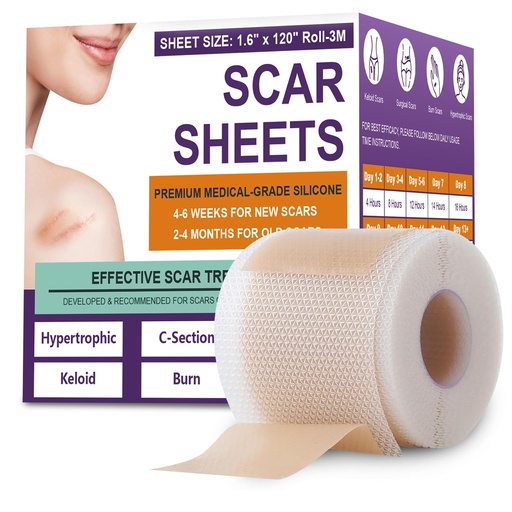 [BRSRA2QLPN5RAD3L] Silicone Scar Sheets,Silicone Scar Tape,Silicone Scar Removal Strips for Surgical,C-Section,Tummy Tuck,Keloid Scars (1.6"X 120" Roll-3M) Keloid Bump Removal