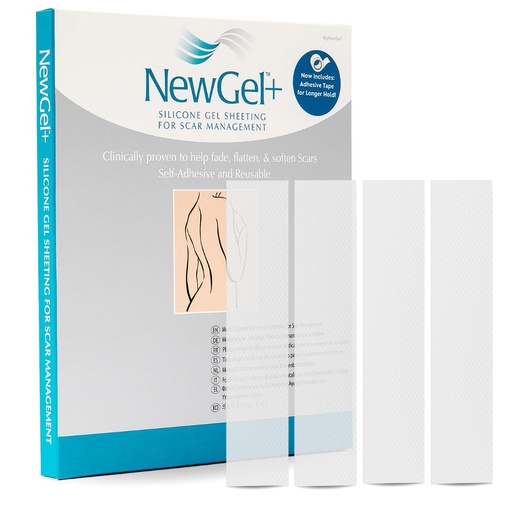 [BRSWIZL7AEOAGFTG] Advanced Silicone Scar Treatment Sheets for OLD, NEW Scars, Surgery, Keloids, C-Section, Burns, by NewGel Plus by MyNew Gel, 1" x 6" Sheet (4 Count) - CLEAR
