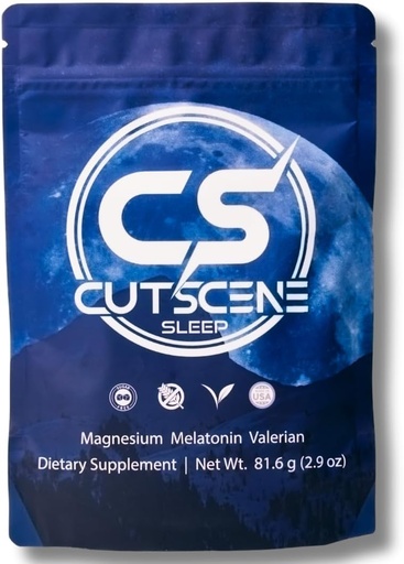 [BRSRAZI5CB5GAEQ3] CutScene Sleep Supplement (34 Scoops): Sleep & Recovery Mix with melatonin, Valerian Root, Magnesium. Gluten-Free, Vegan, Sugar-Free. Lemonade Iced Tea Flavor.