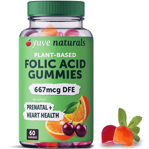 [BRSWGBQBA4MGAHTL] Yuve Prenatal Gummies for Women – Folic Acid 667 mcg DFE – Pregnancy Vitamins Gummies – Hormonal Support & Folate Acid – Vegan & Natural – 60 ct