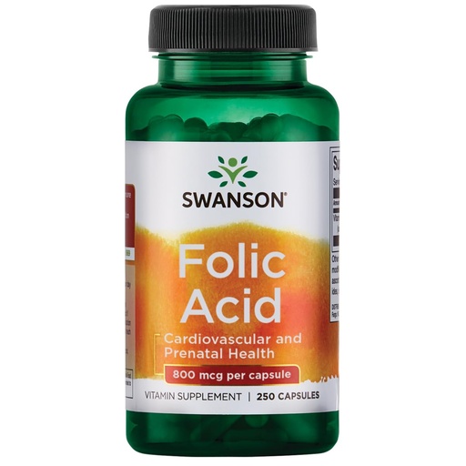 [BRSWGFDRDEHAAGQZ] Swanson Folic Acid 800 mcg (1Vitamin 335 mcg Dfe Folate) 250 Capsules