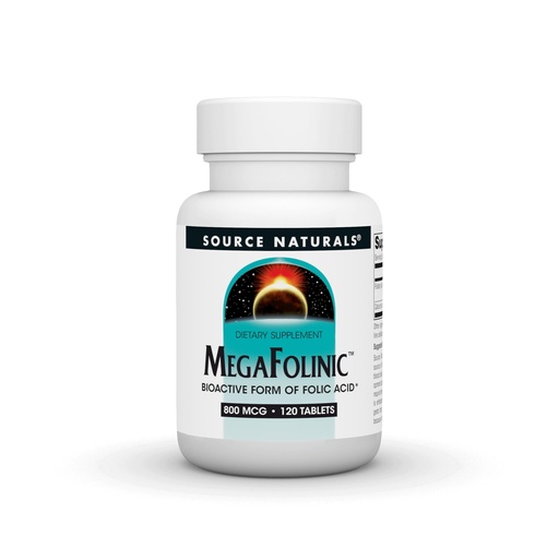 [BRSWIY3ROYOR4EDG] Source Naturals MegaFolinic, Bioactive Form of Folic Acid, 800 mcg - 120 Tablets