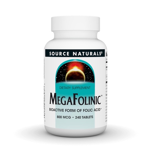 [BRSWK2YACQNB2HLK] Source Naturals MegaFolinic, Bioactive Form of Folic Acid*, 800 mcg - 240 Tablets