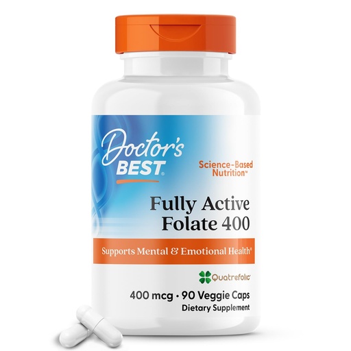 [BRSWIZYKA55GOHTE] Doctor's Best Fully Active Folate with Quatrefolic400 mcg, Healthy Mood, Memory, Circulation, Well-Being, 90 VC