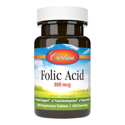 [BRSWIYILCUABOHY5] Carlson - Folic Acid, 800 mcg, Provides Important Prenatal Support, 300 tablets