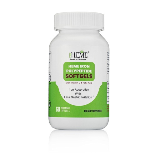 [BRSW2FQPOB5RG2TP] Pharmvista Heme Iron Polypeptide Softgels - with Vitamin C & Folic Acid - Gluten Free, Non-GMO - 60 Count