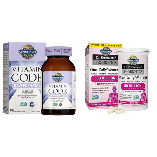 [BRSRAZTYOINREE3B] Garden of Life Prenatal Multivitamin for Women with Probiotics - Vitamin Code Raw 180 Capsules & Dr Formulated Probiotics for Women 30 Capsules