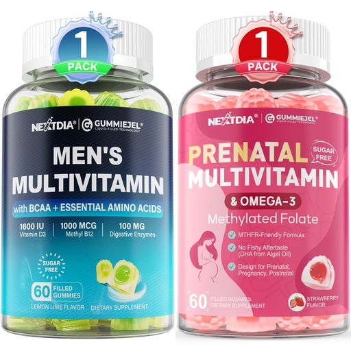 [BRSRGYYQOUBGE3YZ] Nextdia Men Multivitamin Gummies 60 Count + Prenatal Vitamins Gummies 60 Count