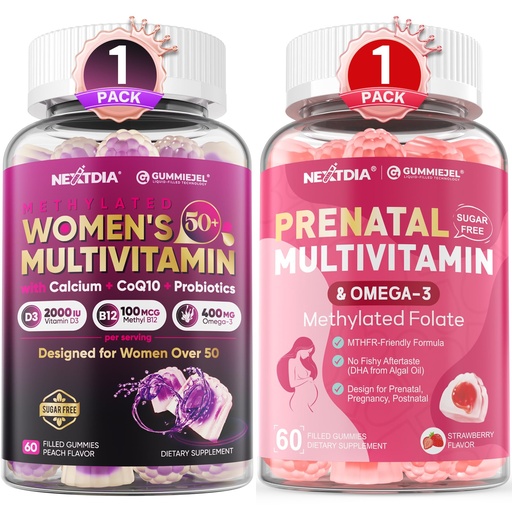 [BRSRGGADCQDQI2TJ] Nextdia Women 50+ Multivitamin Gummies 60 Count + Prenatal Vitamins Gummies 60 Count