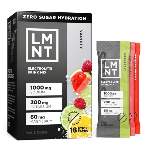 [BRSREBQOBEHAIDLA] LMNT Zero Sugar Electrolytes - Variety Pack Bundle | Drink Mix | 18-Count