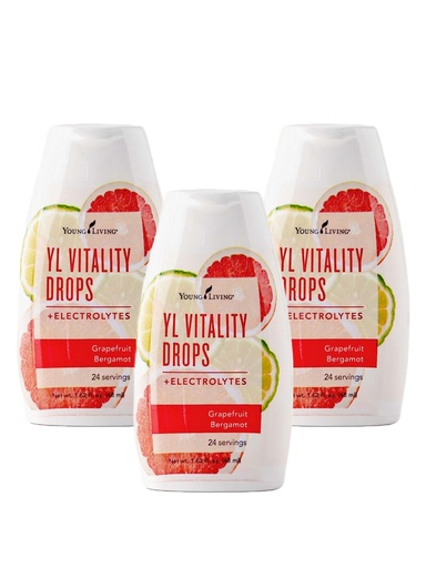 [BRSWIY37AB4GC2LG] Young Living YL Vitality Drops - Grapefruit Bergamot Flavor, 3 pk - Hydration Boost for Workouts - Sports Nutrition Electrolyte Replacement Drink - Sugar-Free