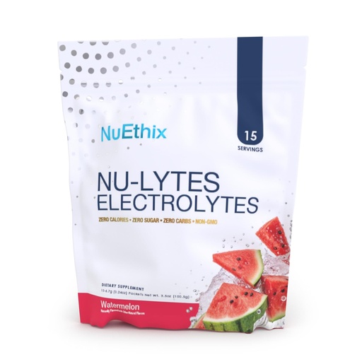 [BRSRAYL3OF5RUALJ] NuEthix Formulations NU-LYTES Electrolytes Hydration Packets, Zero Calories, Zero Sugar, Zero Carbs, Non-GMO, Electrolytes Powder Packets, Glycogen Replenishment, 15 Servings (Watermelon)