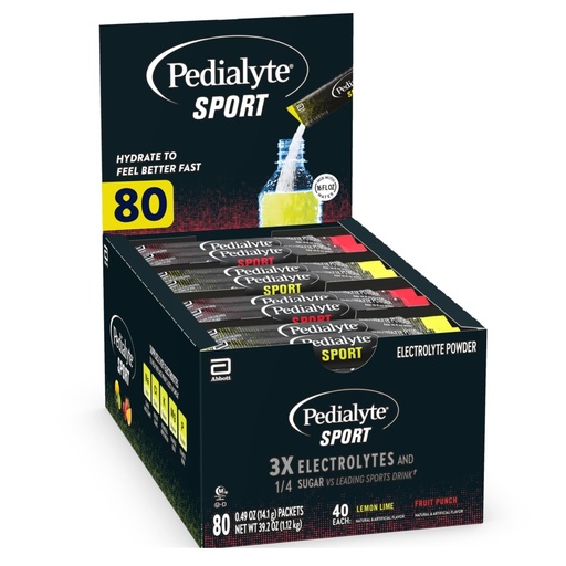 [BRSROYD4OB4GOHL3] Pedialyte Sport Electrolyte Powder Packets Hydration Station, Variety Pack, 80 count