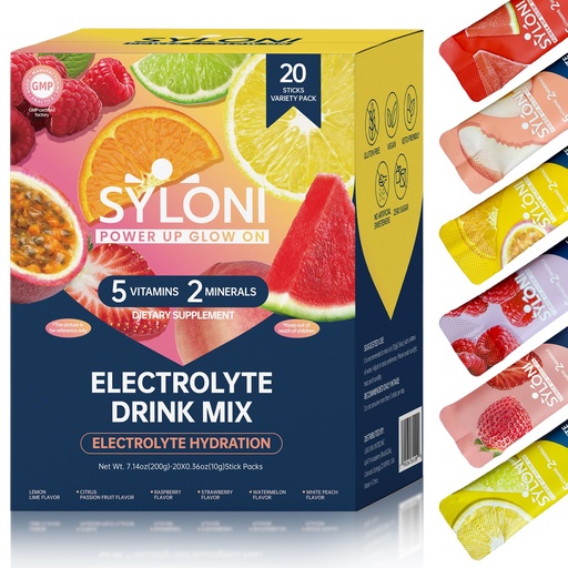 [BRSREHYPOIIWEYDV] Electrolytes Powder Packets, Trial Variety Pack(20 Sticks), Sugar Free Hydration Packets Electrolyte Drink Mix with 7 Vitamins and Electrolytes, Keto Friendly, Vegan, Gluten Free