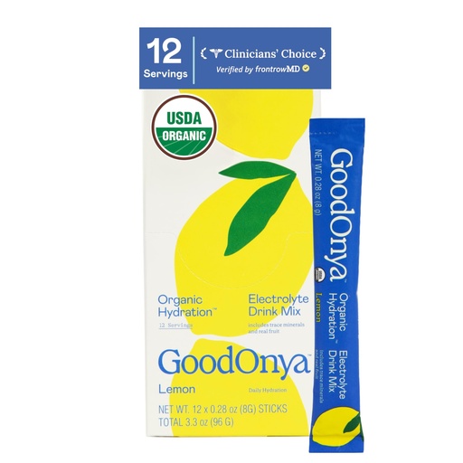 [BRSROGT5O4PGOGYU] GOODONYA Organic Hydration Electrolyte Drink Mix, Certified Organic Hydration Powder, Non-GMO, Biochecked Glyphosate Free, Low Sugar, Lemonade Flavor, No Artificial Flavors,12 Stick Packs
