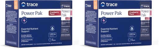 [BRSRGFI7B4IGG3LV] Trace Minerals Power Pak Multivitamin and Multimineral Packets - Electrolyte Support - 1200 mg Vitamin C Plus 70 Cranberry Flavor - 60 Packets