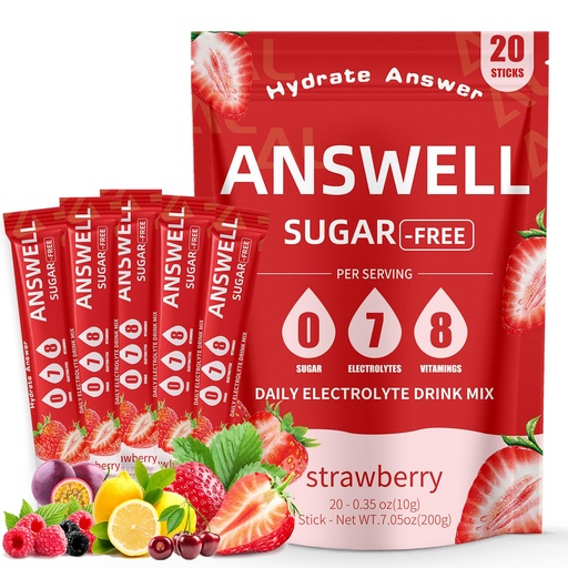 [BRSRAH3QOUPBQ3LU] Electrolytes Powder Packets Sugar Free - Liquid Daily IV Drink Mix for Rapid Hydration & Party Recovery | 6 Vitamins & 7 Electrolytes | 20 Sticks | (20 Count (Pack of 1), V4-Strawberry)