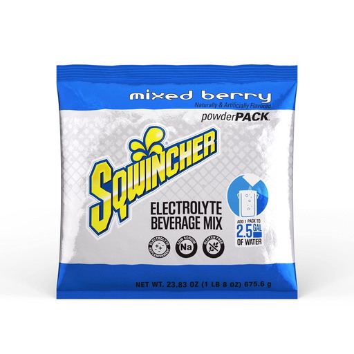 [BRSWIYALCV5BE2DO] Sqwincher Powder Pack | Mixed Berry Flavored | Low Calorie | Low Sodium | Electrolyte Replenishment Hydration Drink Mix | Just Add to 5 Gallons of Water | 47.66 oz packet (pack of 16)