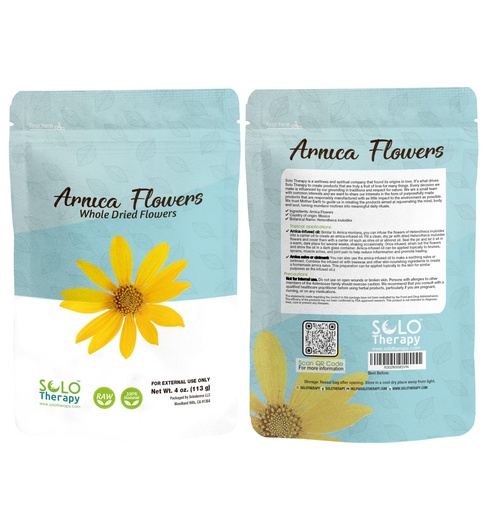 [BRSWYGT4CIJRYALO] Solo Therapy Arnica Dried Whole Flowers 4 oz, Heterotheca Inuloides, Flores De Arnica Secas, Product from México, Packaged in The USA