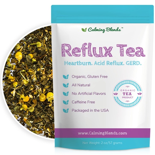 [BRSRMZYEOEBRGG3O] CALMING BLENDS Acid Reflux Loose Leaf Tea | Acid Reflux, Heartburn & Indigestion | Caffeine-Free | 36 Cups