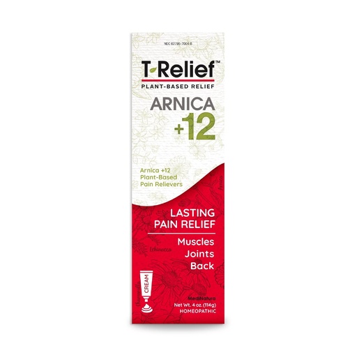 [BRSWIFITCEBROELU] T-Relief Arnica +12 Cream Natural Actives for Back Pain Joint Soreness Muscle Aches & Stiffness, Whole Body Fast Acting Relief for Women & Men - 4 oz